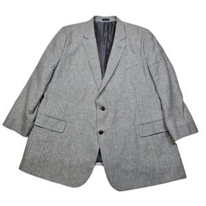 Stafford‎ Blazer Linen Cotton Sport Coat  Mens 52R 52S Big Tall Herringbone